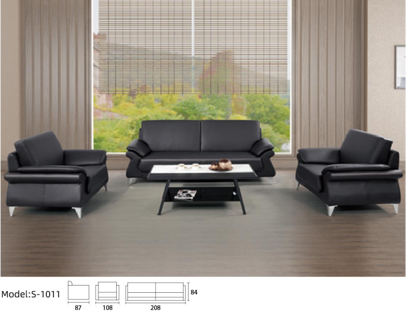 Modern Black sofa for small boss room 