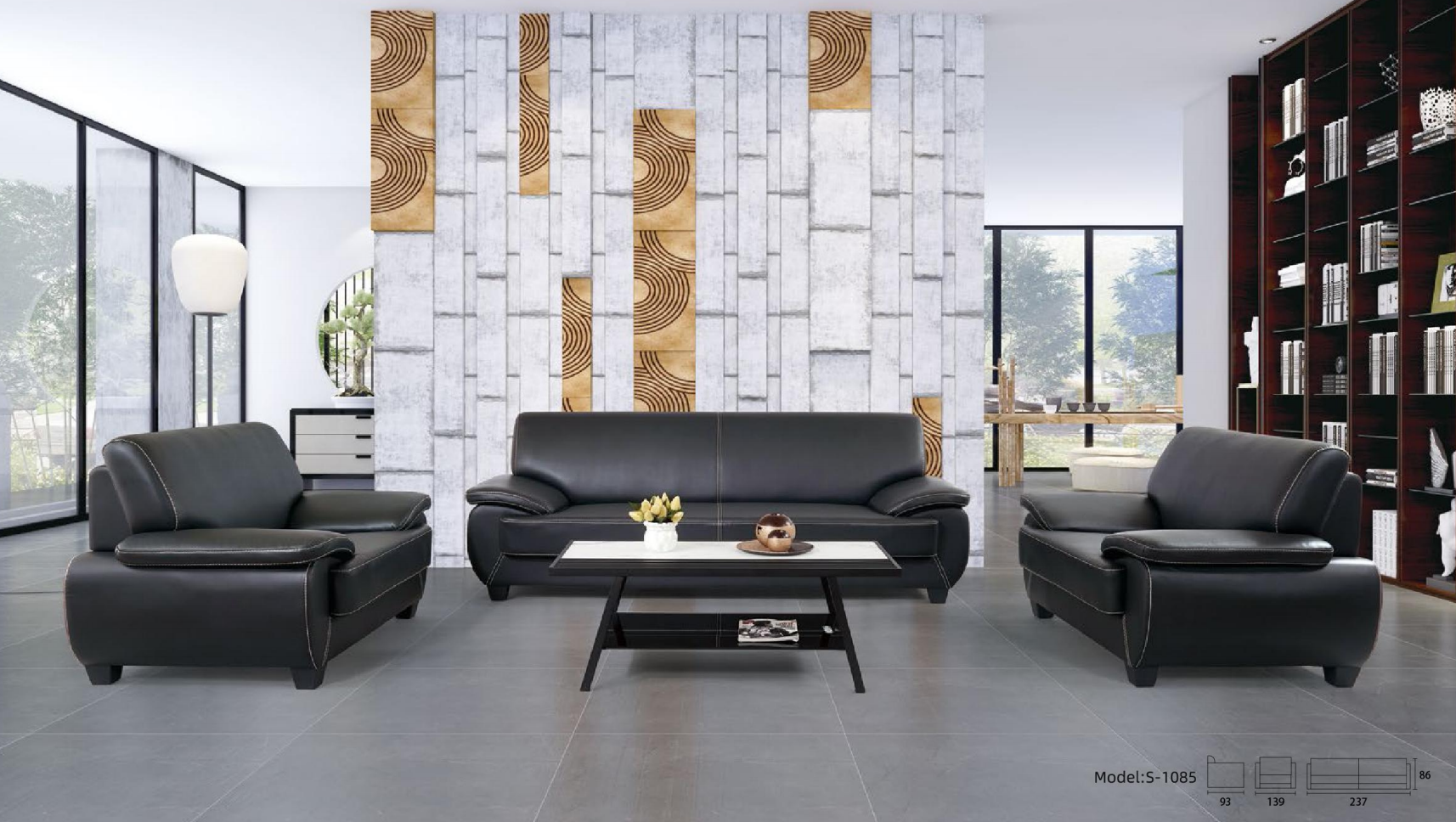 Traditional black sofa sets for General manager's room 
