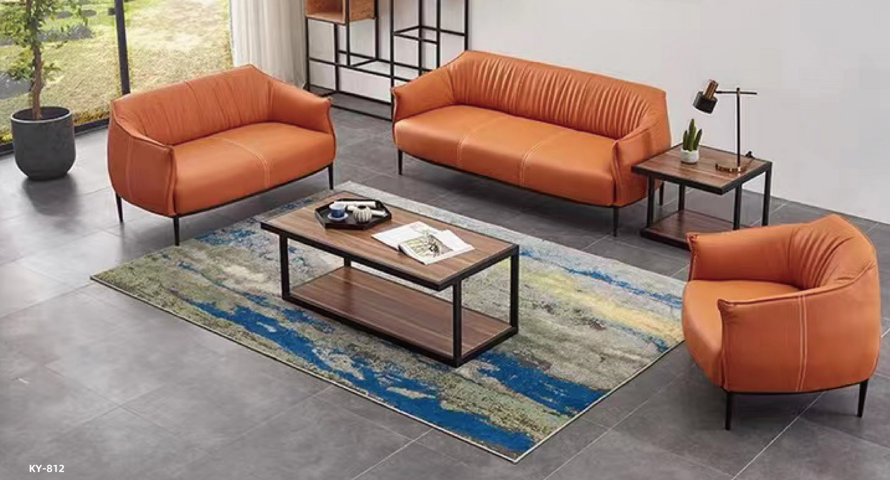 Orange color sofa sets for office 
