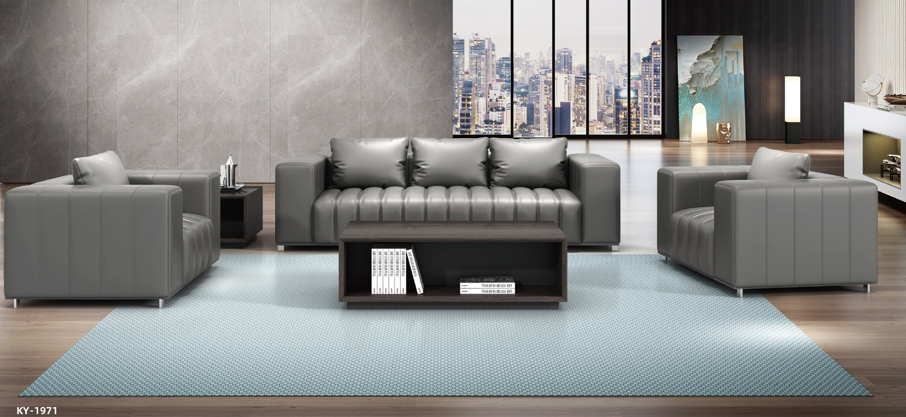Grey big sofa sets for boss room 
